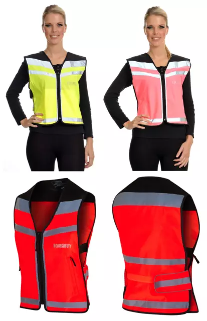 Equisafety Plain Adjustable Air Waistcoat Hi-Vis Reflective Yellow/Pink/Red