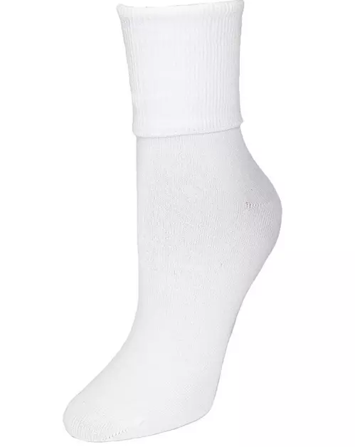 Jefferies Women 3-Pack Organic Cotton Turn Cuff Sock White Shoe Size(9-13) 3305