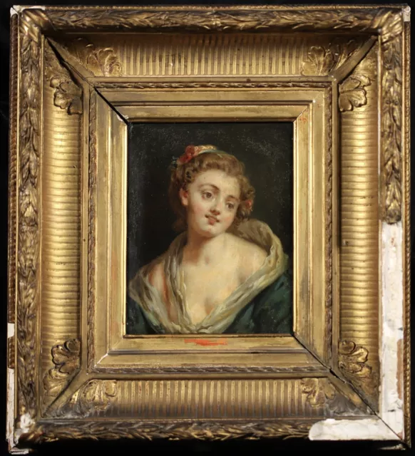 EARLY 19th CENTURY FRENCH ROMANTIC OIL ON PANEL - PORTRAIT OF A YOUNG GIRL