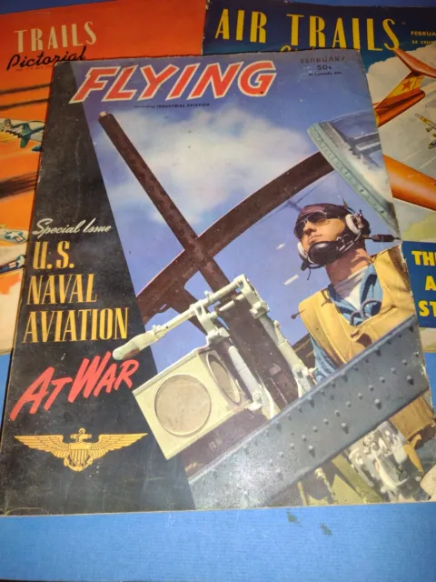 VNTG FLYING Mag Feb 1943 Special Iss US Naval Aviation War AIR TRAILS 4/48 2/49