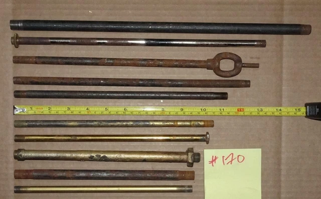 VTG Box Lot Misc Lighting Parts Antique Threaded Lamp Rods Tubing Parts FB-170