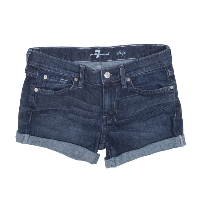 7 FOR ALL MANKIND Pantaloncini denim dojo blu slim donna XS W27