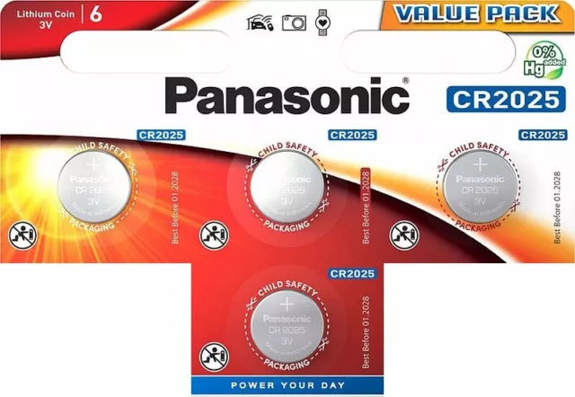 4 x PANASONIC CR2025 3V Lithium Coin Cell Button Batteries DL/BR 2025 Long exp