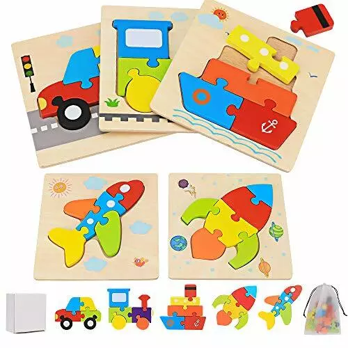 PUZZLE EN BOIS Enfant, 5 Pièces Jouet Bébé 3D Puzzles, Jouet Montessori  Transpor EUR 31,99 - PicClick FR