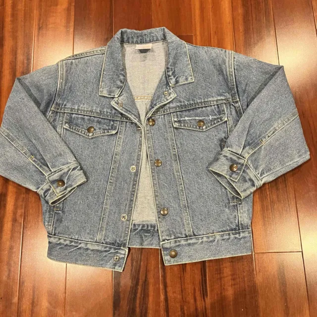 Guess Kids Blue Jean Jacket Vintage Medium Wash Denim Button Up Size Large 4 5