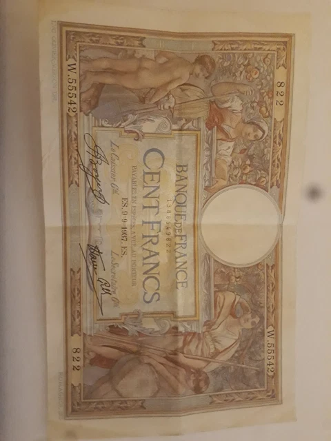 france billet ancien de 100 francs merson de 9-9-1937 - état presque neut