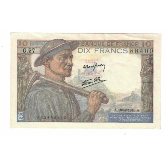 [#332206] France, 10 Francs, Mineur, 1945, G.97, UNC, Fayette:8.13, KM:99, b