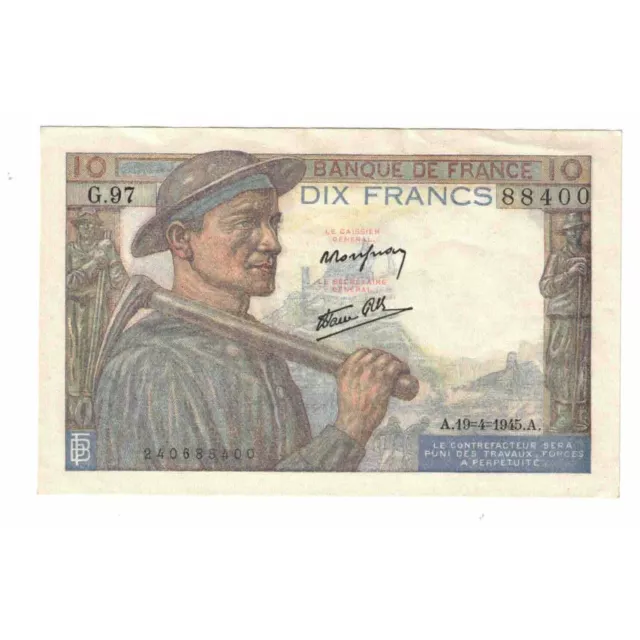 [#332206] France, 10 Francs, Mineur, 1945, G.97, UNC, Fayette:8.13, KM:99, b