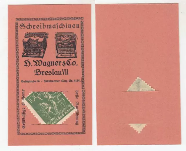 Breslau, Sln  Briefmarkengeld  Schreibmaschinen Wagner & Co  Brslau VII