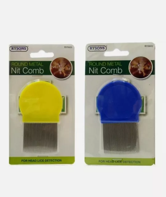 METAL ROUND NIT COMB Hair Fine Tooth Toothed Remove Head Lice Comb