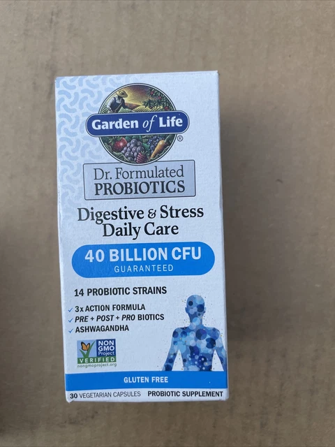 Garden of Life Digestive and Stress Daily Care 40 Billion CFU 30 CAPS Exp 2024