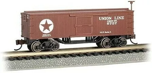 Bachmann 15657 Echelle N Vieux-Temps Bois Boxcar - Prêt à Courir Union Ligne