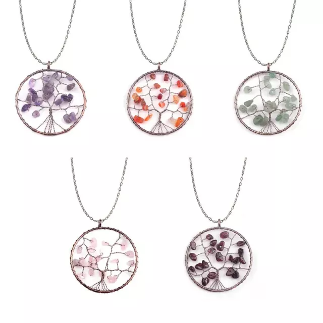 Tree of Life Necklace Stone Beads Natural Gem Artesanato Maxi Colar Choker