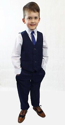 Boys 5 Piece Dark Royal Wedding Suit, Christening, Formal Occasion Wear, Pageboy
