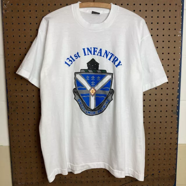 Vintage 90s 131st Infantry Military War Single Stitch White T-shirt Size XL Mens