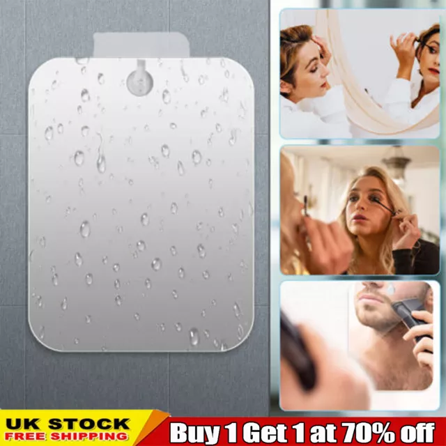 UK Portable Fogless Acrylic Mirror Shower Shave Make Up Fog Free Shaving Mirror