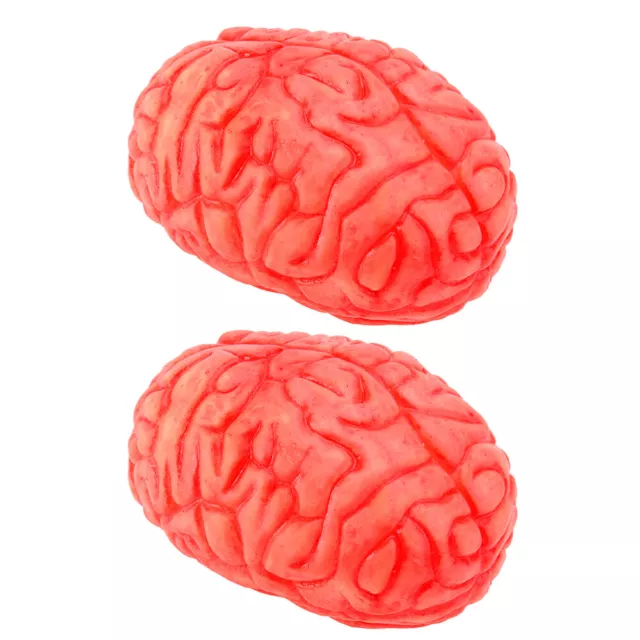 Halloween Blood Props Fake Human Brains Scary Decoration (Red 2Pcs)-