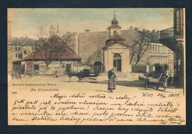 AK Litho alte Nussdorferline mit Leute-Straßenansicht,  ; 19.Bez. Döbling