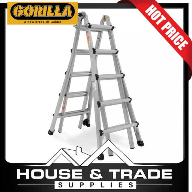 Gorilla Ladder Multi-Purpose 1.7-2.8m A-frame 120Kg Industrial Aluminium MM19-I