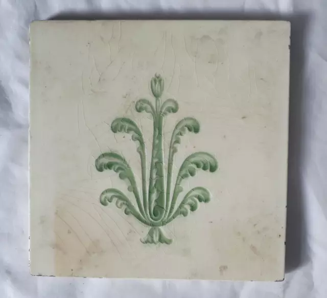 Charming Art Nouveau Design 6 Inch Tile, Circa 19Th Century (D)