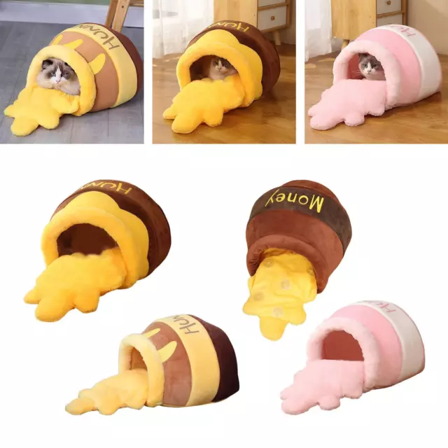 Honey Pot Cat Bed pour chats d'intérieur Warm Cartoon House Cave Soft Kitten