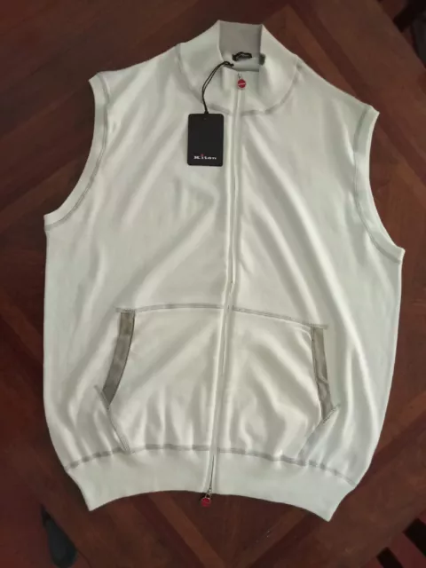 Nwt 1600€ Kiton Napoli Gilet 54 - Xl  White Leather