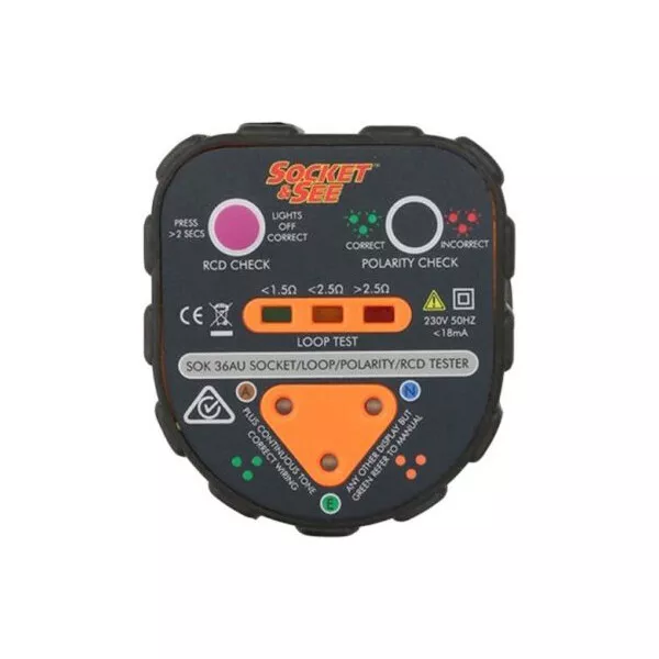 Professional Earth Loop Impedance / Polarity / RCD Socket Tester | SOK36AU