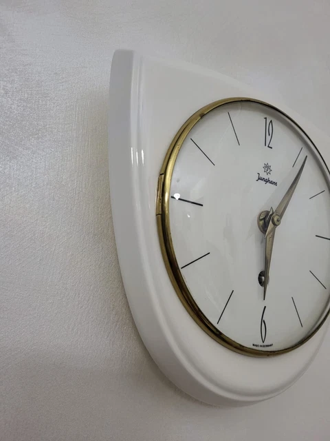 Orologio da parete ceramica Junghans anni 50 60  Funzionante 3