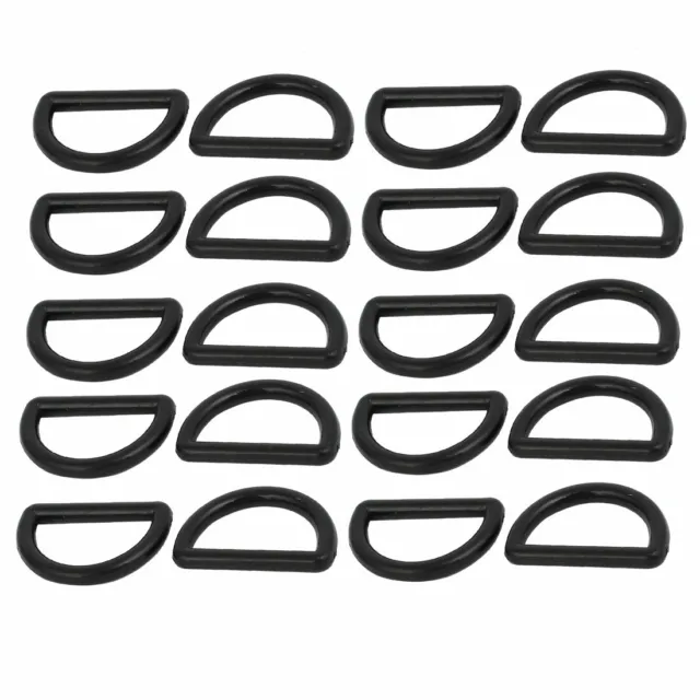 15mm Inner Width Plastic D Ring Belt Buckle Accessories Black 20pcs