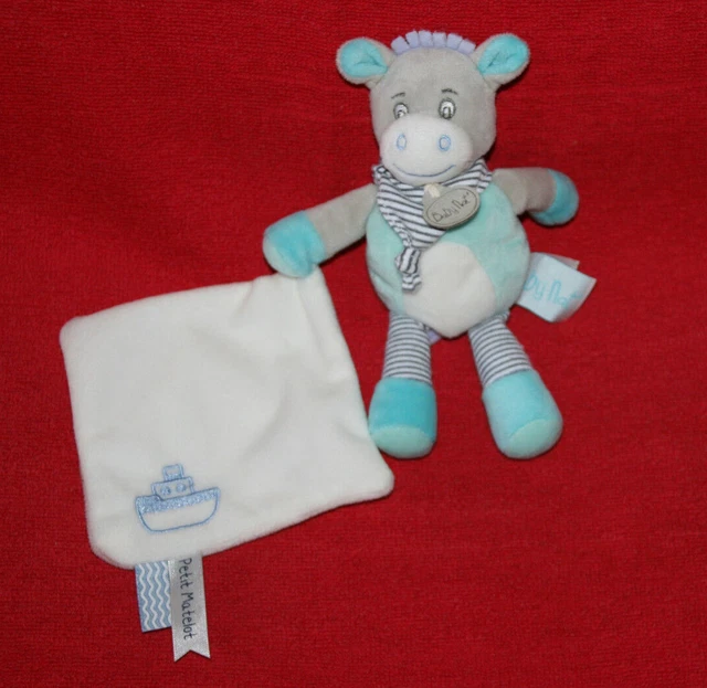 Babynat Doudou Ane Picotin Gris Bleu Mouchoir Blanc Bateau Bn0182 Etat Neuf