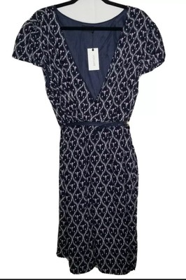 Modcloth Liza Luxe Navy Workwear Casual Office Dress Large NWT
