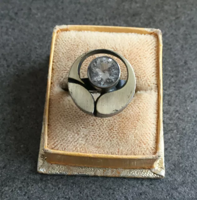Modernist KL Karl Sten Laine Ring 925er Sterling Silber Finland Bergkristall  C8