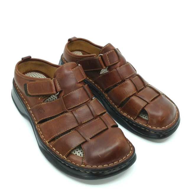 BORN MENS SANDALS Fisherman Brown Leather Closed Toe Shoes  display picture 3