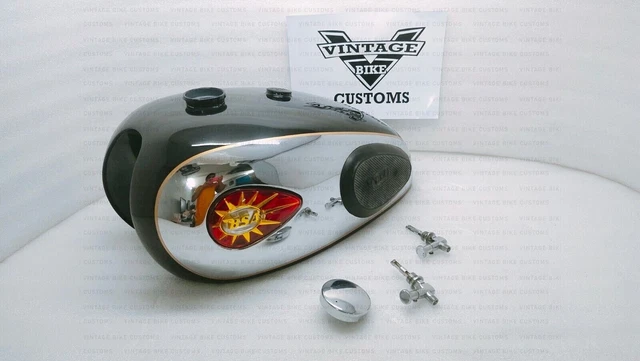 Insignias O Emblemas Para Tanque De Gasolina De Moto BSA A7 Y A10 - Color Negro Y Dorado, Número Original (O.E.M.) 65-8228B