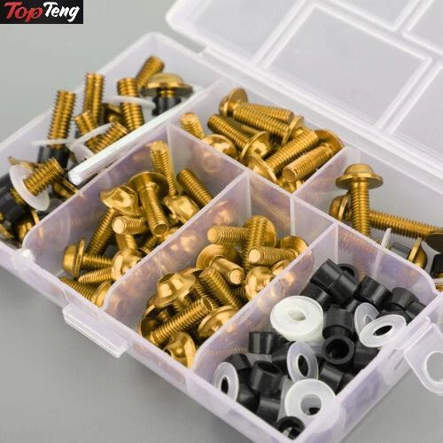 158x Fastener Clip Screw Bolt Kit Motorcycle Sportbike Windscreen Fairing Gold D