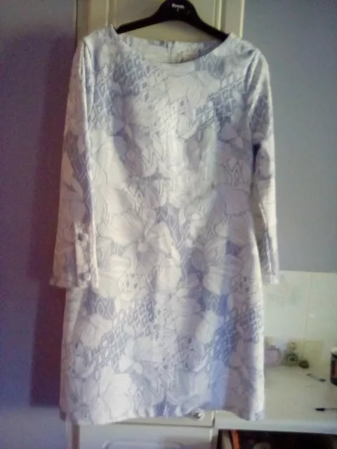 Monsoon dress blue and white size 14