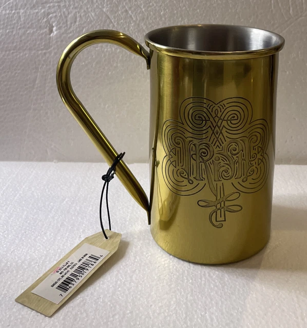 FLOOR  | 9 Gold IRISH Beer Mug/ Stein/pint with Big Grip Handle Gold