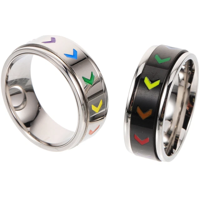 2 Pcs Anello Arcobaleno Anello Arredamento Metallo Delicato