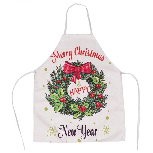 1 pieza Delantal de Navidad para el hogar Delantal de dibujos animados Navidad temático Delantal de cocina