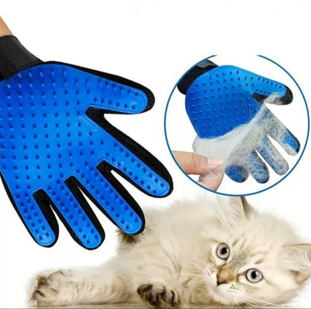 Touch Deshedding Glove Gentle & Efficient Pet Dog Cat Massage Hair Grooming UK