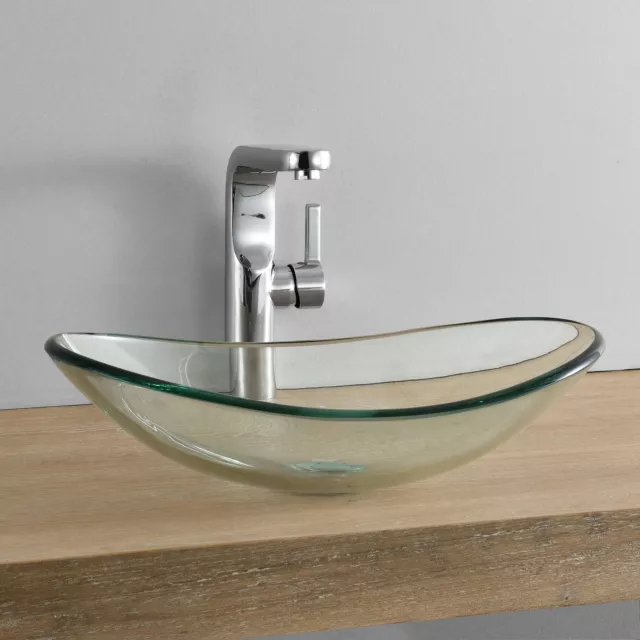 [neu.haus] Waschbecken oval Waschschale 47x31cm Glas Waschtisch Aufsatzbecken