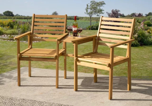 Acacia Hardwood Garden Bench 2 Seat or Companion Outdoor Furniture - Florence