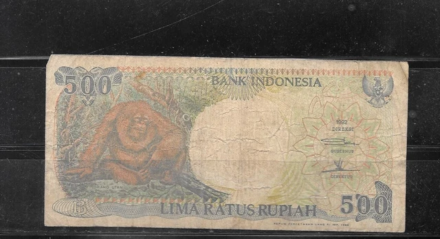 INDONESIA #128h 1999 VG CIRC OLD 500 RUPIAH BANKNOTE PAPER MONEY CURRENCY NOTE