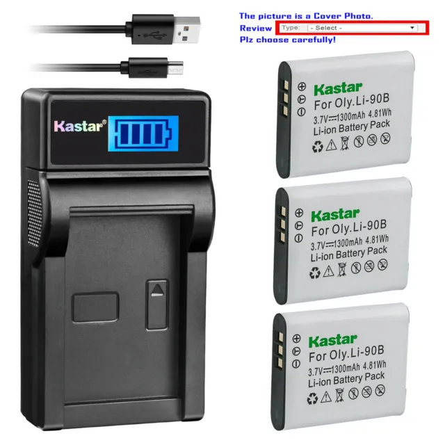 Kastar Battery LCD Charger for Ricoh DB-110 DB110 & Ricoh WG-6 Digital Camera