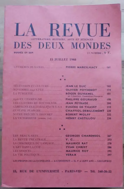 008066 - La Revue des Deux Mondes n°14 du 15 juillet 1968 [revue,deux,mondes]
