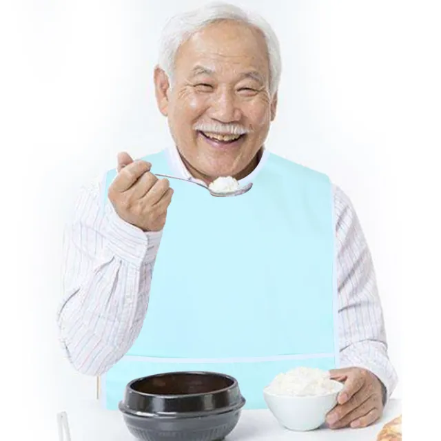 (Light Green)Waterproof Adult Elder Mealtime Bib Clothes Clothing Protector NIU