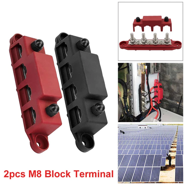 POSITIVE NEGATIVE BUS Bar Battery Power Distribution Block 4 x M8 ...