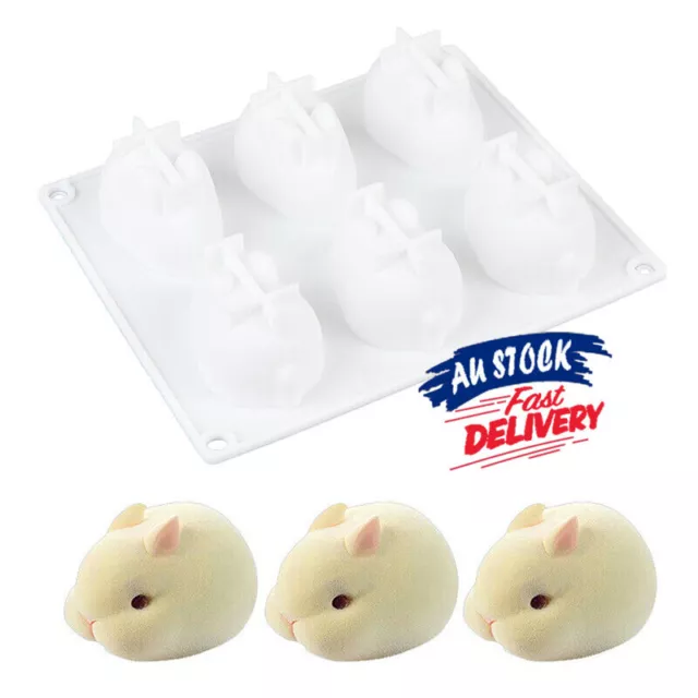 3D Easter Rabbit Bunny Silicone Mold Baking Cake Chocolate Fondant Mould