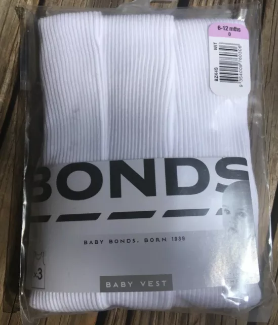 Bnwt Bonds Baby Boys Girls 3 Pk Vest Singlets White Choose Size 00 0 New