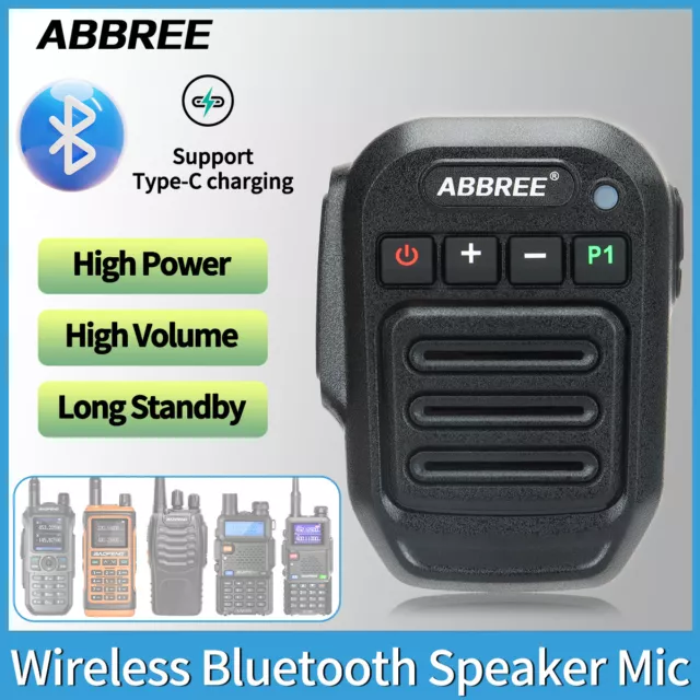 Micrófono de altavoz portátil inalámbrico Bluetooth para radio profesional Baofeng UV-5R 5RH K5 17 21